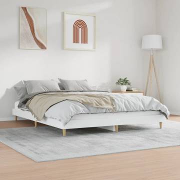 White Bed Frame 160x200 cm | Engineered Wood Frame