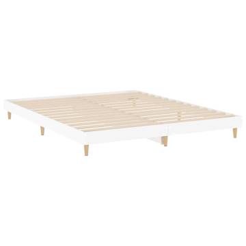 White Bed Frame 160x200 cm | Engineered Wood Frame