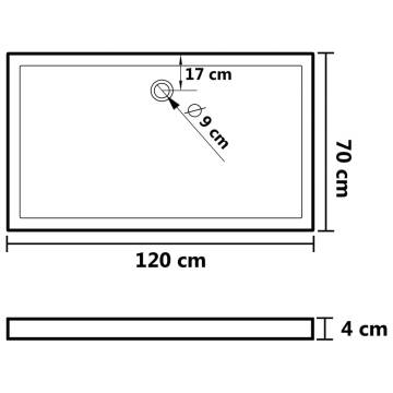 Rectangular ABS Shower Base Tray White 70x120 cm - Hipo Market