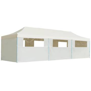 Folding Pop-up Party Tent 3x9m with 8 Sidewalls - Cream