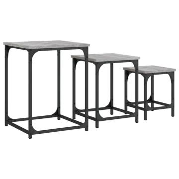 Nesting Coffee Tables Set - Grey Sonoma Engineered Wood (3 pcs)