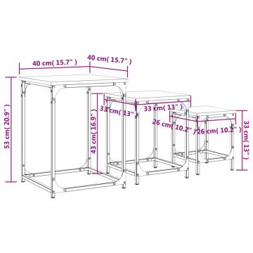 Nesting Coffee Tables Set - Grey Sonoma Engineered Wood (3 pcs)