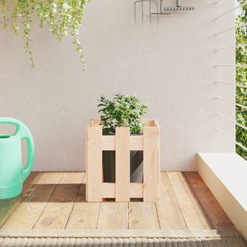 Garden Planter with Fence Design - Solid Pine 30x30x30 cm