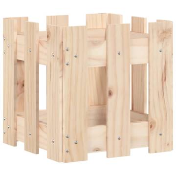 Garden Planter with Fence Design - Solid Pine 30x30x30 cm