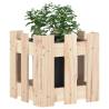 Garden Planter with Fence Design - Solid Pine 30x30x30 cm