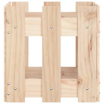 Garden Planter with Fence Design - Solid Pine 30x30x30 cm