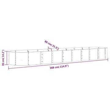 Garden Raised Bed - Powder-Coated Steel 368x80x36 cm Silver