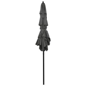 3-Tier Anthracite Parasol with Aluminium Pole - 2x2 m