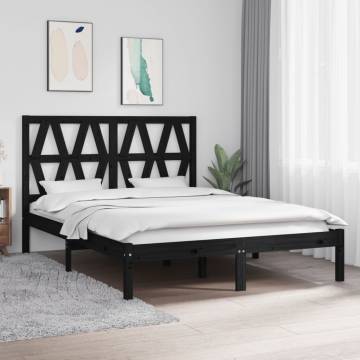 Black Solid Pine Bed Frame 140x190 cm - Sturdy & Stylish