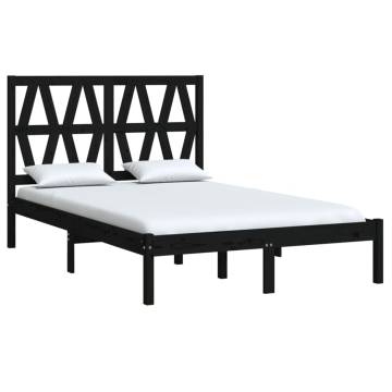 Black Solid Pine Bed Frame 140x190 cm - Sturdy & Stylish