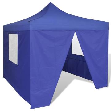 Foldable Tent 3x3m with 4 Walls - Blue for Outdoor Events