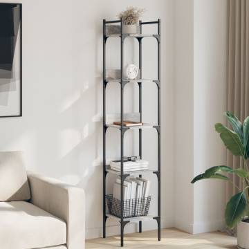 5-Tier Grey Sonoma Bookshelf | Space-Saving Design