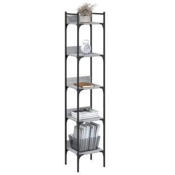 5-Tier Grey Sonoma Bookshelf | Space-Saving Design