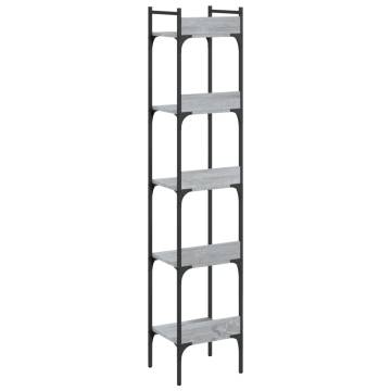 5-Tier Grey Sonoma Bookshelf | Space-Saving Design