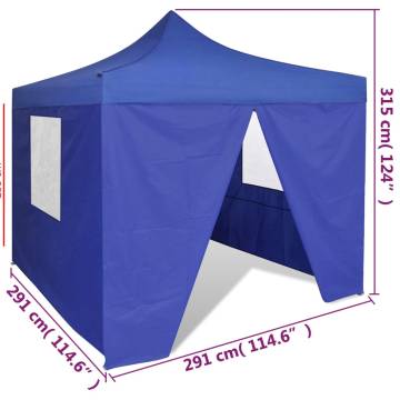 Foldable Tent 3x3m with 4 Walls - Blue for Outdoor Events