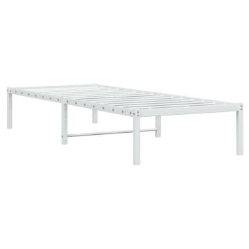 White Metal Bed Frame 75x190 cm - Classic Design & Storage