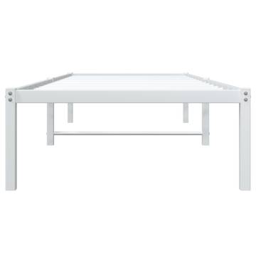 White Metal Bed Frame 75x190 cm - Classic Design & Storage