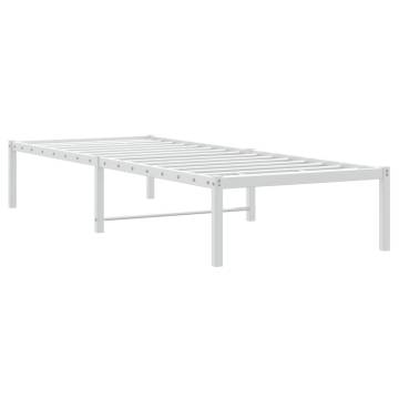 White Metal Bed Frame 75x190 cm - Classic Design & Storage