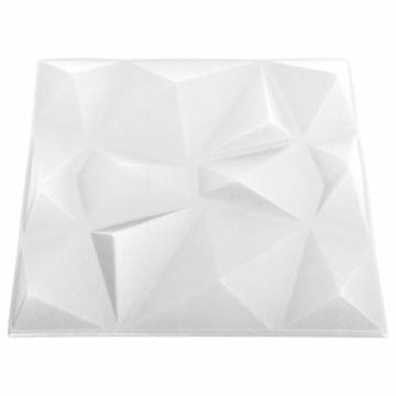 3D Wall Panels - 50x50 cm Diamond White (12 pcs) | Hipomarket