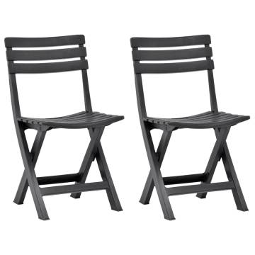 Folding Garden Chairs - 2 pcs Weather-Resistant Anthracite