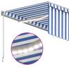 Manual Retractable Awning 4.5x3m - Blue & White with LED