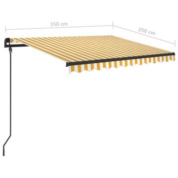 Manual Retractable Awning 3.5x2.5m - Yellow & White