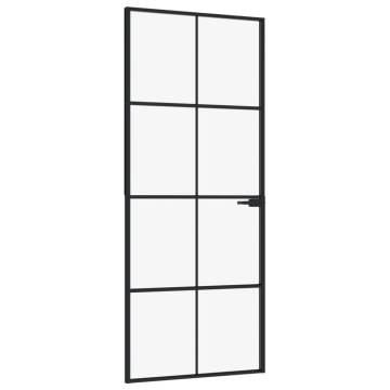 Modern Black Interior Door with Tempered Glass - 83x201.5 cm