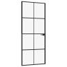 Modern Black Interior Door with Tempered Glass - 83x201.5 cm