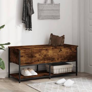 Storage Bench Smoked Oak - Stylish & Functional (100x42.5x47 cm)