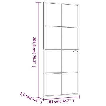 Modern Black Interior Door with Tempered Glass - 83x201.5 cm