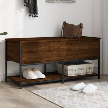 Brown Oak Storage Bench 100x42.5 cm - Stylish & Functional