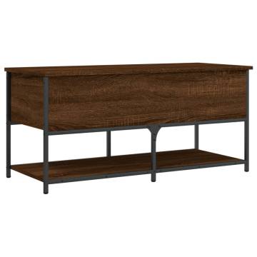 Brown Oak Storage Bench 100x42.5 cm - Stylish & Functional