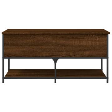 Brown Oak Storage Bench 100x42.5 cm - Stylish & Functional