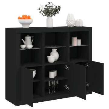 Modern Black Sideboards with LED Lights - 3 pcs | Hipo Market