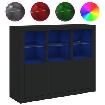 Modern Black Sideboards with LED Lights - 3 pcs | Hipo Market