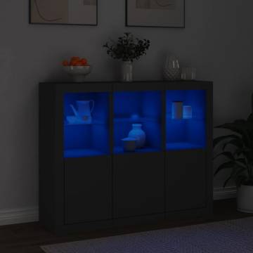 Modern Black Sideboards with LED Lights - 3 pcs | Hipo Market