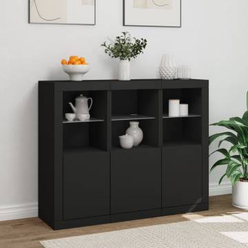 Modern Black Sideboards with LED Lights - 3 pcs | Hipo Market