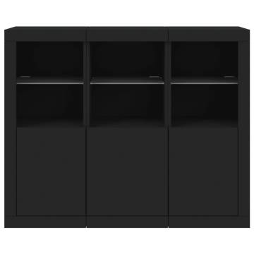 Modern Black Sideboards with LED Lights - 3 pcs | Hipo Market