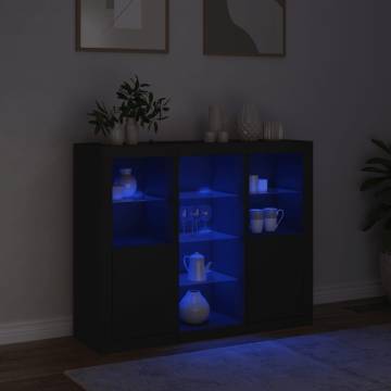 Modern 3 pcs Black Sideboards with LED Lights - Hipomarket