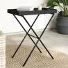 Folding Tray Table Black 65x40x75 cm Poly Rattan Colour black Quantity in Package 1 