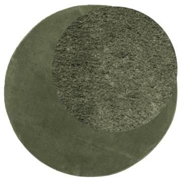 HUARTE Short Pile Soft Washable Rug Ø 100 cm - Forest Green