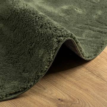 HUARTE Short Pile Soft Washable Rug Ø 100 cm - Forest Green