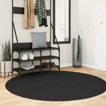 Rug HUARTE Short Pile Soft Black Ø 160 cm - Easy Care & Cozy