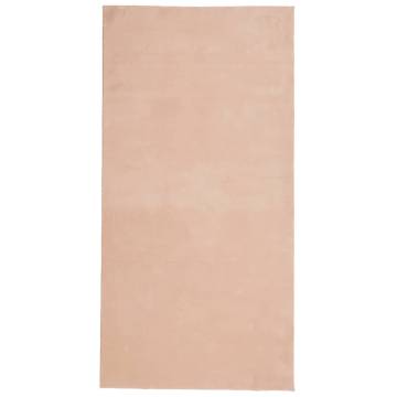 HUARTE Short Pile Soft Washable Rug - Blush 100x200 cm