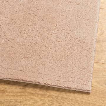 HUARTE Short Pile Soft Washable Rug - Blush 100x200 cm