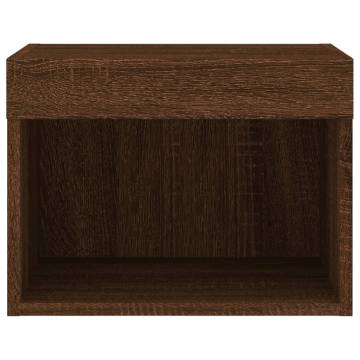 Stylish Brown Oak Bedside Cabinet with LED Lights