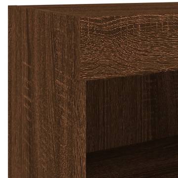 Stylish Brown Oak Bedside Cabinet with LED Lights