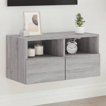 Grey Sonoma TV Wall Cabinet - Space-Saving & Stylish Design