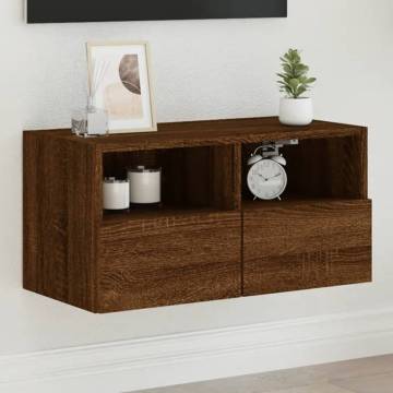 TV Wall Cabinet Brown Oak - Stylish Floating Unit 60x30 cm