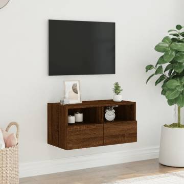 TV Wall Cabinet Brown Oak - Stylish Floating Unit 60x30 cm